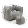 Gray Chenille Bean Bag Chair,Square Bean Bag Sofa with High Resilient Foam for Living Room,Bean Bag with Footstool for Gaming or Reading-Koiai - 4 of 4