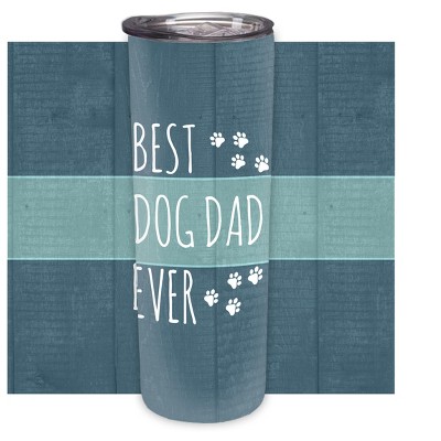 Elanze Designs Best Dog Dad Ever Bluegreen Pawprints 20 ounce Stainless Steel Travel Tumbler
