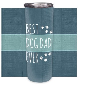 Elanze Designs Best Dog Dad Ever Bluegreen Pawprints 20 ounce Stainless Steel Travel Tumbler - 1 of 4
