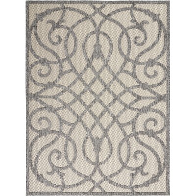 Palamos Cream Grey Geometric Synthetic 6&#039; x 9&#039; Indoor/Outdoor Rug