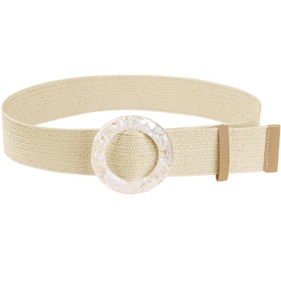 INSPIRE CHIC Women's Fashion Elastic Boho Wide Braided Big Buckle for Dress Belt
