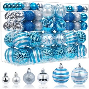 100 Pcs Christmas Ball Ornaments Set, Red and Green Xmas Tree Decoration, Shatterproof Decorative Hanging Balls with Loop for Christmas Party - 1 of 4