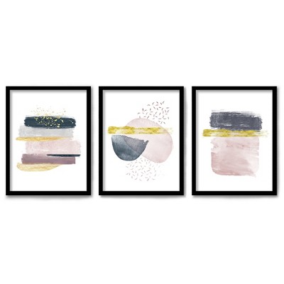 (Set of 3) Triptych Wall Art Boho Blush and Gold by Tanya Shumkina - Set of 3 Framed Prints   - Americanflat