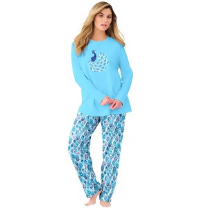 Dreams & Co. Plus Size Long Sleeve Knit PJ Set - 1 of 4