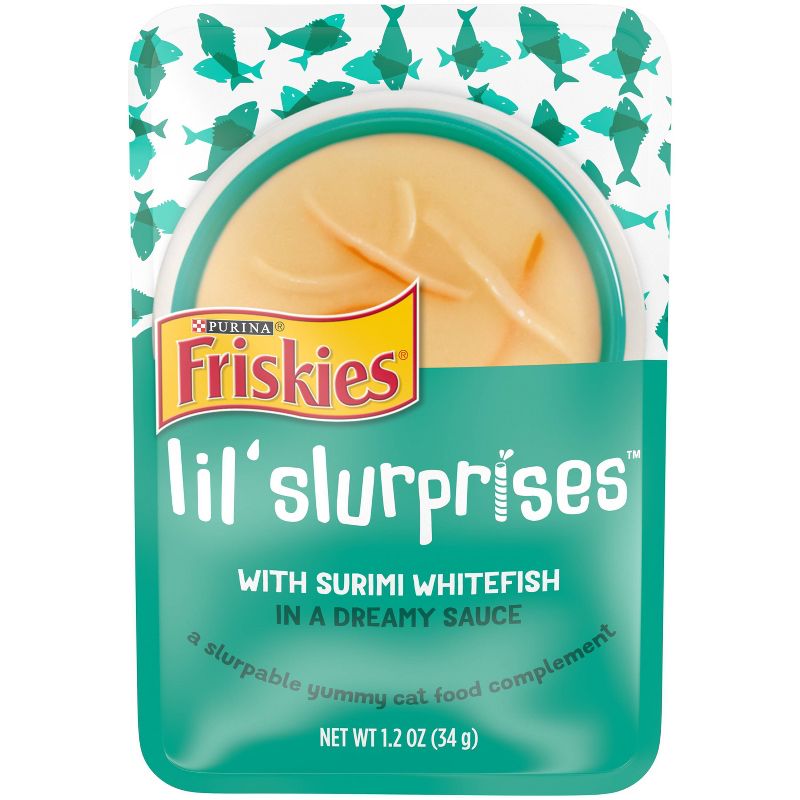 Purina Friskies Lil&#39; Slurprises Compliments Lickable Surimi White Fish Wet Cat Food - 1.2oz, 1 of 8