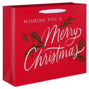 12.75" Large Horizontal Christmas Gift Bag 'Wishing You a Merry Christmas' - 1 of 3