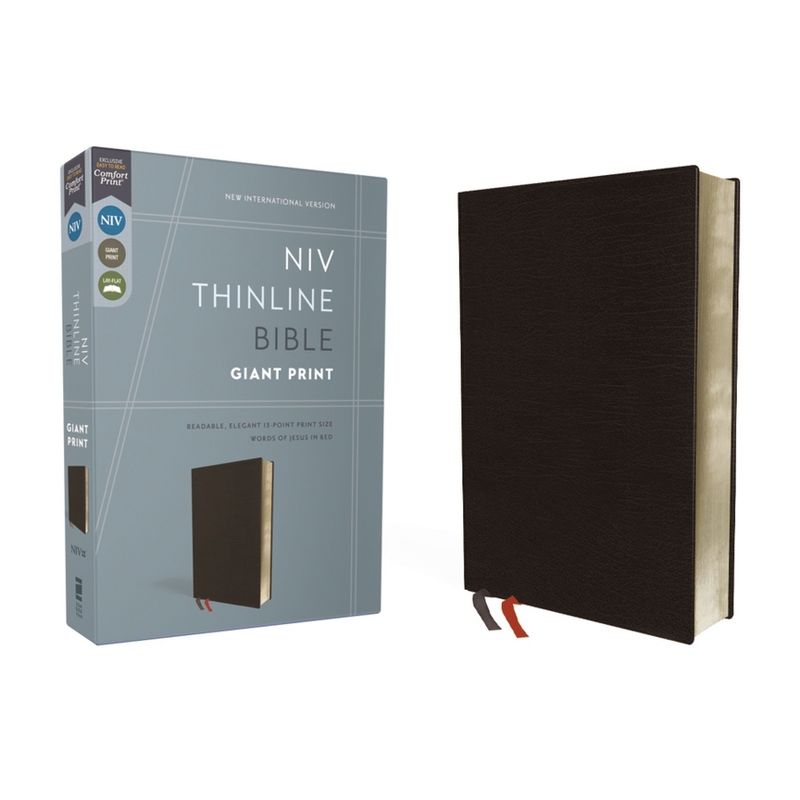 NIV, Thinline Bible, Giant Print, Bonded Leather, Black, Red Letter Edition - Large Print by  Zondervan (Leather Bound), 1 of 2