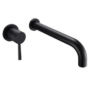 Sumerain Matte Black Wall Mount Left-Handed Tub Faucet Tub Filler Long Spout Wall Bathtub Faucet - 1 of 4