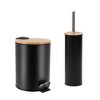Evideco French Home Goods Bathroom Set with Bamboo Lid - Matte Metal Trash Can and Toilet Brush - 2 of 4