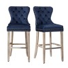 WestinTrends 29" Tufted Upholstered Velvet Bar Stool with Metal Footrest (Set of 2) - 4 of 4