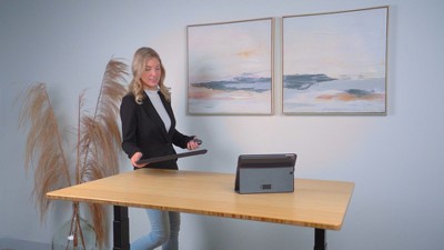 Gray Adjustable Height Standing Desk with Keyboard Tray