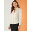 INSPIRE CHIC Women's Ruffled Stand Collar Long Sleeve Button Elegant Satin Shirt - 4 of 4