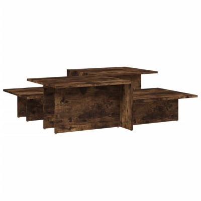 vidaXL Coffee Tables Set of 2 - Smoked Oak Engineered Wood - Stylish Living Room Furniture with Spacious Tabletops