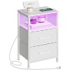 Hachikiko White Nightstand with LED Lights - 2 Fabric Drawers, Small Bedside Table for Bedroom, Living Room - 2 of 4