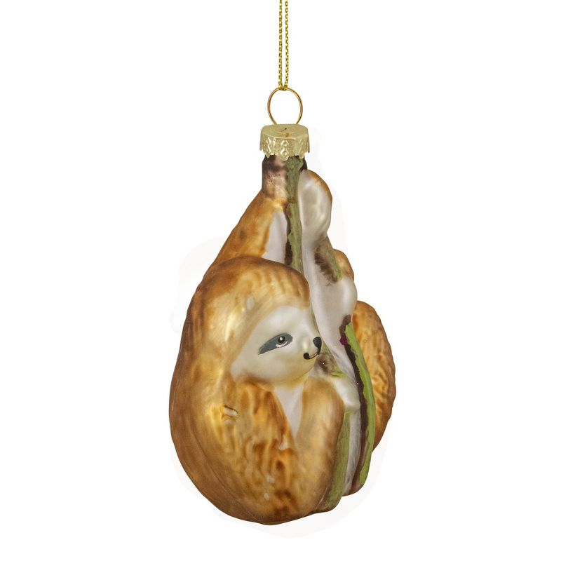 Northlight 4" Gold Sloth with Bamboo Glass Christmas Ornament, 3 of 6