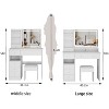 41 inch drawer table dresser + padded stool, touch control, brightness adjustment LED mirror - 2 of 4