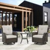 Belord 3PCS Patio Furniture Set with Swivel Chairs, All Weather Brown Wicker Bistro Set Outdoor Swivel Rocker Set of 2 with Side Table - 2 of 4