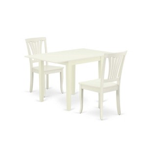 HomeStock 3-Piece Linen White Finish Solid Wood Top Dining Table Set - 1 of 4