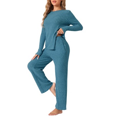 INSPIRE CHIC cheibear Women's Crewneck Soft Long Sleeve with Pocket Pajamas Set