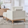Lyngins Textured Boucle Accent Chair, Modern Farmhouse Square Armchair with Natural Wood Legs, Single Sofa Chair with 2 Pillows for Living Room - 3 of 4