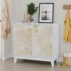 HDZNVF 31.5 Inch Vintage Carved Buffet Cabinet, Decorative Cabinet Sideboard with 2 Doors and Adjustable Shelves, White - 3 of 4