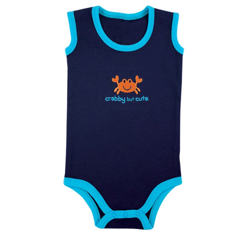 Luvable Friends Baby Boy Cotton Sleeveless Bodysuits 5pk, Crab, 5 of 9