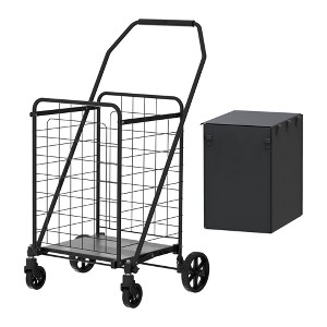 NAYSAYE Foldable Shopping Cart with Dual Baskets 360 Degree Swivel Wheels Multi Purpose Utility Trolley for Grocery, Black, 39.37"*17.72"*15.75" - 1 of 4