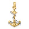 Black Bow Jewelry 14k Two Tone Gold Small Anchor Adorned with a Rope Pendant - 3 of 4