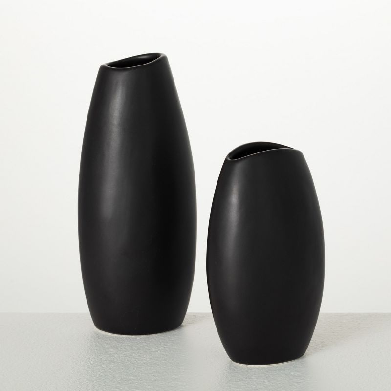 Sullivans 6" & 8" Modern Matte Black Vase - Set of 2, 1 of 8