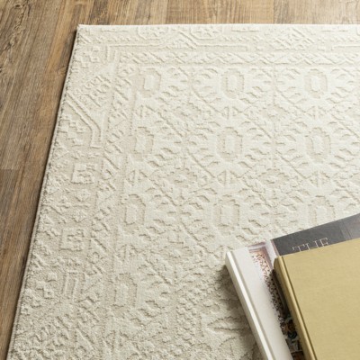 Ivory Geometric Synthetic 3'3" x 5' Area Rug