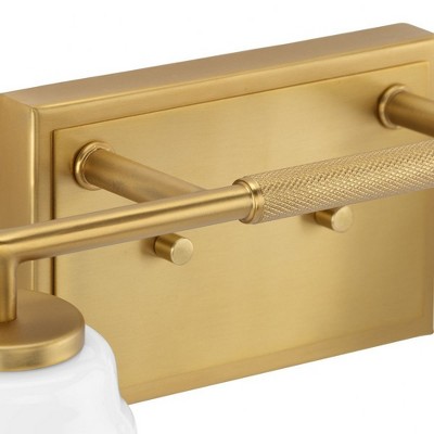 Brushed Gold 2-Light Vanity with Opal Glass Shades