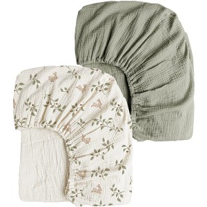 LISM 2 PCS Cotton Crib Sheets Baby Sheets for Standard Crib Mattress, 52"x 28" - 1 of 4