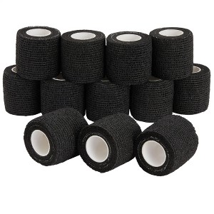 Impresa 12-Rolls Self Adherent Bandage Wrap, Vet Tape - 2 In x 15 ft Elastic Cohesive Wrap Tape for Injuries, Athletics (Black) - 1 of 4