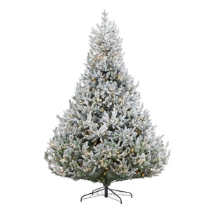 Christmas Royal Oaks Flocked Fir Tree 9ft, Pre-Lit 880 Warm White LED Lights, 2904 PE/PVC Tips - 1 of 4