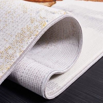 Ivory Abstract Synthetic Rectangular Area Rug, 5'1" x 7'6"