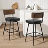 Bekrvio 26" Counter Height Swivel Counter Stools Set of 2/3,Mid-Century Modern Faux Leather Bar Chairs with Walnut Back for Kitchen Island - 2 of 4