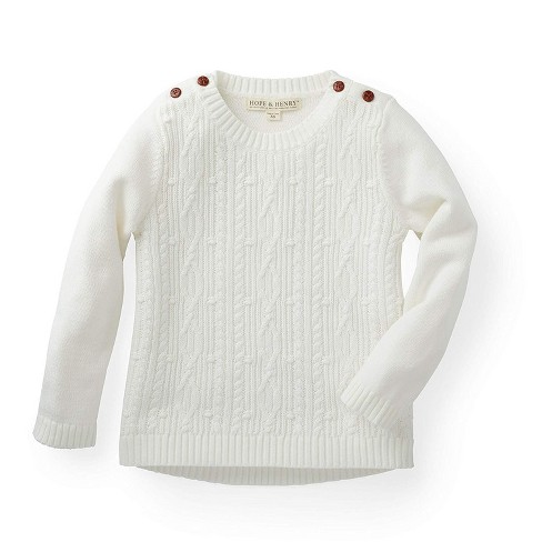 Hope Henry Girls Cable Button Sweater white Xx small Target