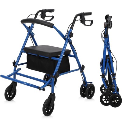 2 in 1 Rollator Walker & Transport Chair for Seniors with Seat, Transport Wheelchair All Terrain, Medical Walker for Adults with Backrest, Footrest
