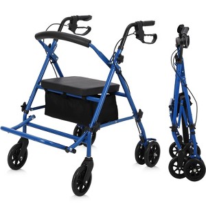 2 in 1 Rollator Walker & Transport Chair for Seniors with Seat, Transport Wheelchair All Terrain, Medical Walker for Adults with Backrest, Footrest - 1 of 4