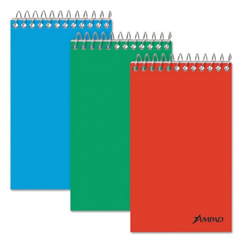 Ampad Memo Pads, Narrow Rule, Assorted Cover Colors, 60 White 3 X 5 ...