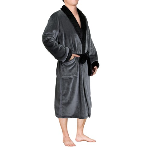 Men's Shawl Collar Fleece Bathrobe Spa Robe