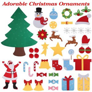 DIY Felt Christmas Tree 41Pcs Detachable Ornaments for Kids Toddler Wall Hanging Christmas Decoration Xmas Gift - 1 of 4