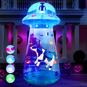Joyfy 9FT Tall Halloween Inflatable Outdoor Decoration, Inflatable Flat Rim UFO with Built-in Color Changing LEDs for Halloween Yard Garden Lawn Decor - 1 of 4