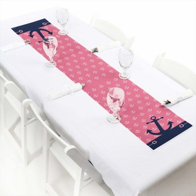 Big Dot of Happiness Ahoy - Nautical Girl - Petite Baby Shower or Birthday Party Paper Table Runners - 12 x 60 inches