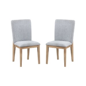Caspian Set of 2 Gray Linen and Oak Finish 19" Dining Chair - 1 of 4
