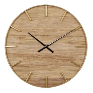 24"x24" Wooden Wall Clock with Gold accents Brown - Olivia & May - 1 of 4