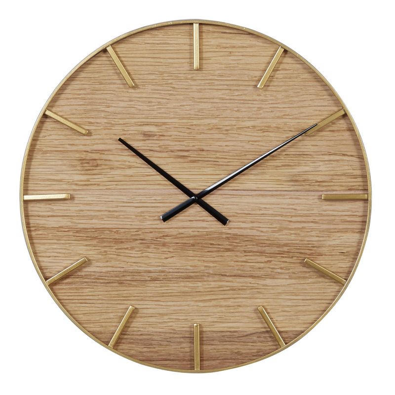 24&#34;x24&#34; Wooden Wall Clock with Gold accents Brown - Olivia &#38; May, 1 of 18