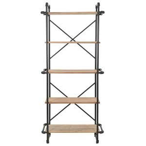 vidaXL Bookshelf Wall Bookcase Storage Standing Shelf Solid Firwood and Steel - 1 of 4
