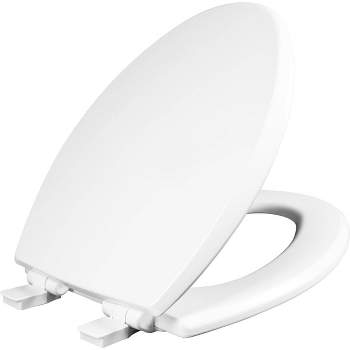 Kendall Never Loosens Elongated Enameled Wood Toilet Seat with Easy Clean and Slow Close Hinge White - Mayfair by Bemis