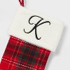 20" Plaid Monogram Christmas Holiday Stocking with Faux Fur Cuff Red/Green/White - Wondershop™ - 3 of 3